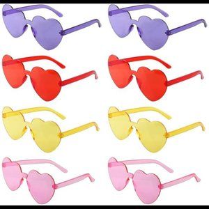 8 Pack Heart Sunglass Love Shaped Sunglasses Transparent Tinted Candy Eyewear